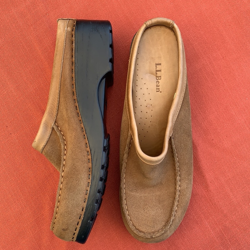 Leather L.L. Bean Tan Mules